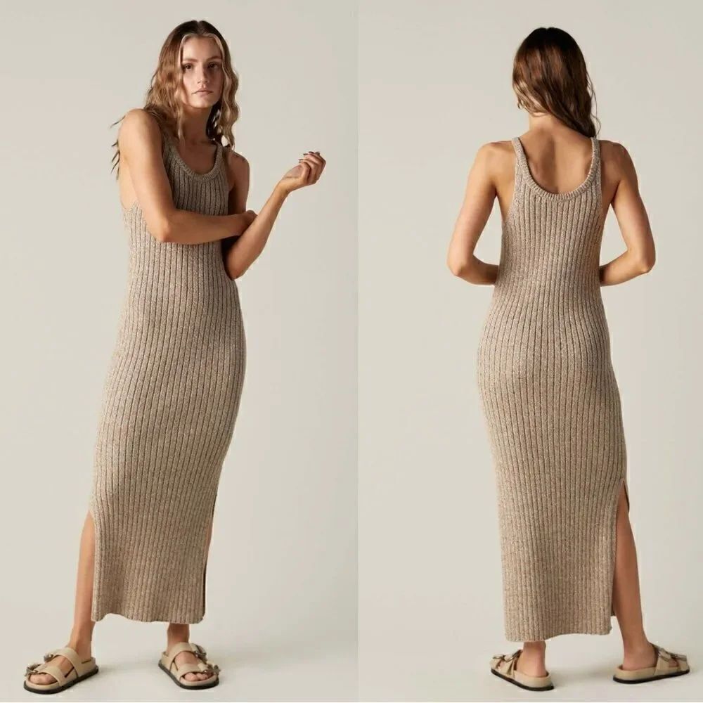 NWT Closed Moulin Knit Midi Tan Dress Strap Nutmeg Size S